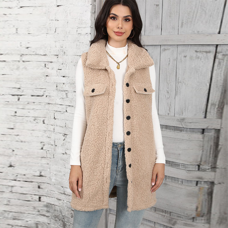 Winter Clothing On Sale - Dames lamspluche vesten splitsen klassieke goedkope