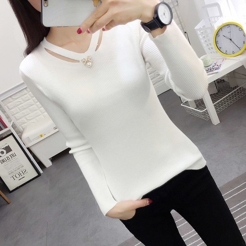 Winter Clothing Trends For Women - V-hals Breien Slanke Eenvoud Elegante Truien