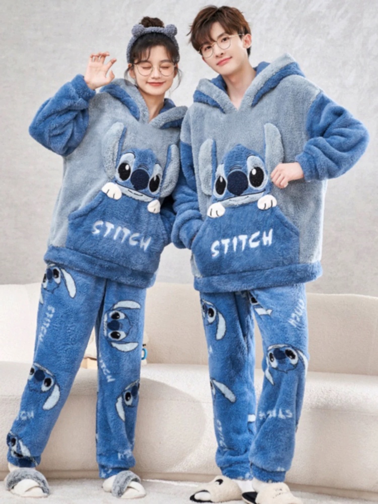 Winter Clothing In Japan - Anime Stitch Winterpyjama Cartoon Flanel Dikke