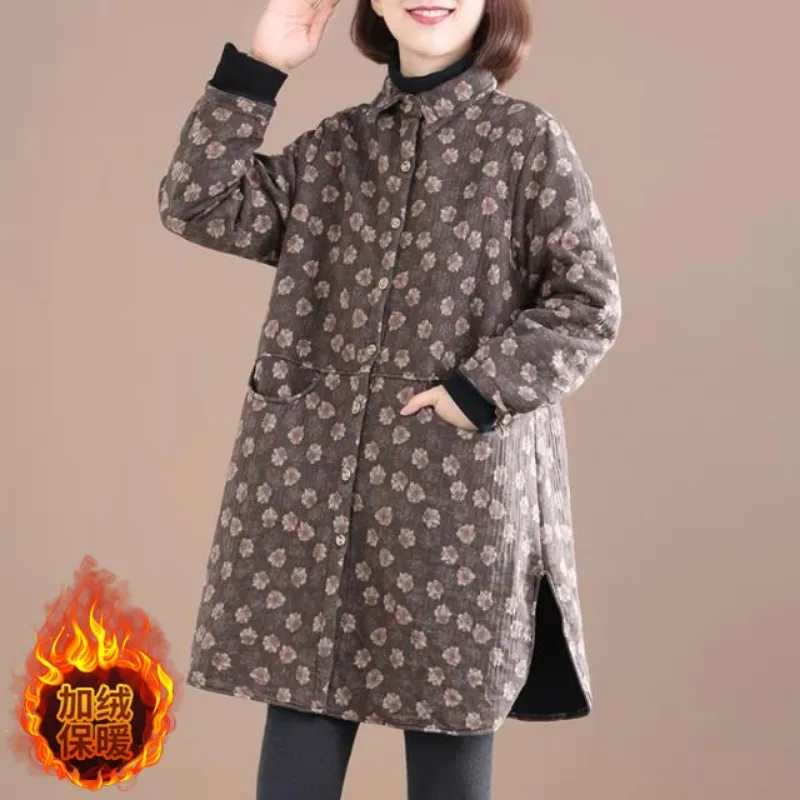 Winter Clothing Trends For Women - Vintage Bloemenprint Damesjack Lente Herfst Fleece