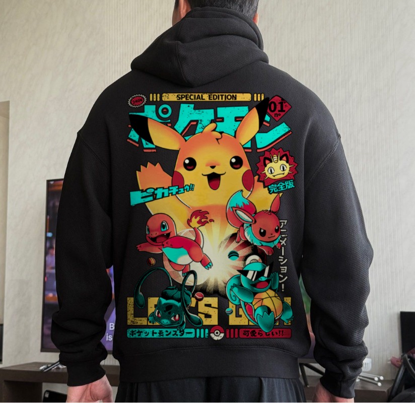Zwart oversized 4xl Pok É Mon  - Winter Clothing In Japan recensie en prijs